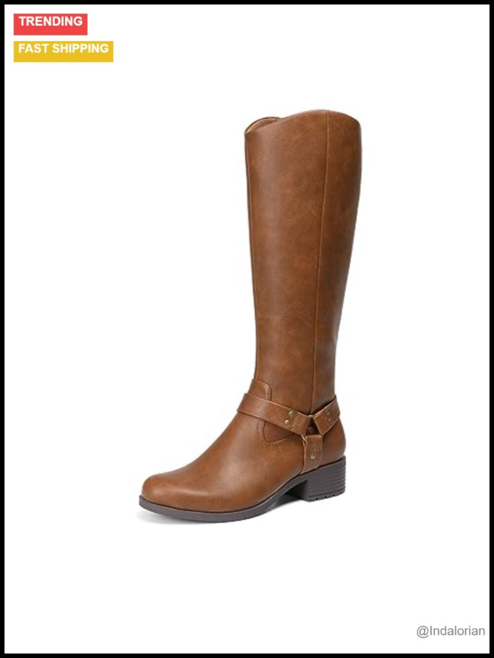 Dream Pairs Women's Faux Leather Knee High Motorcycle Boots Side Zip